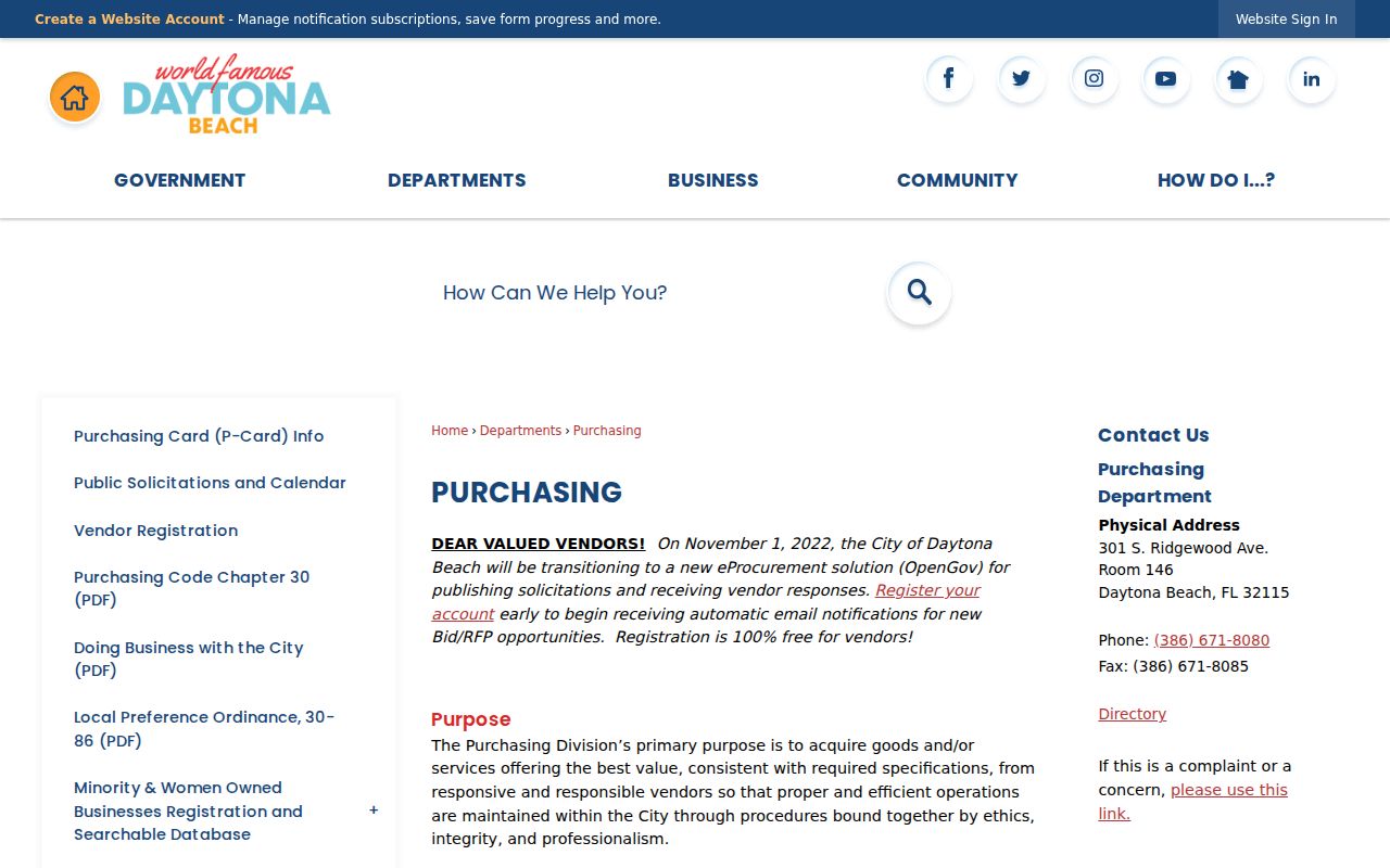 Official Daytona Beach public-record request page