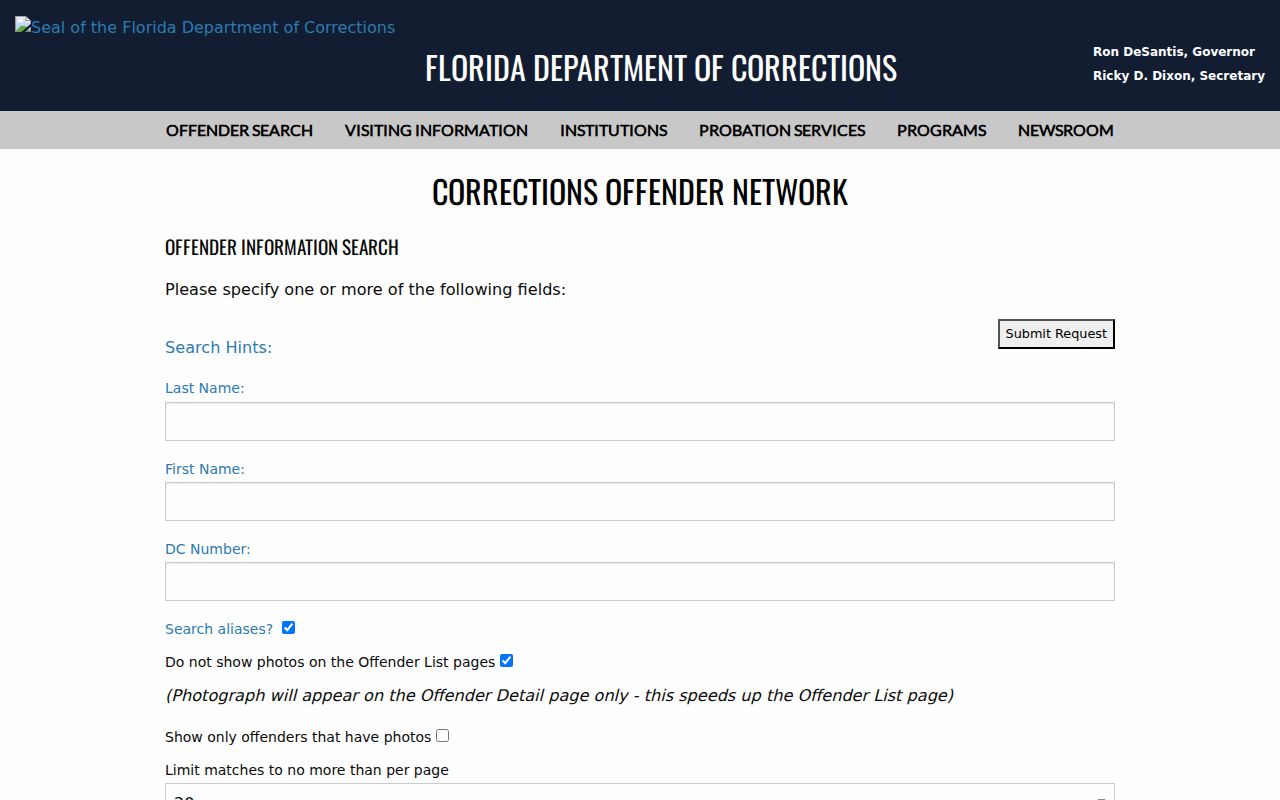 Volusia County criminal history Florida corrections offender search