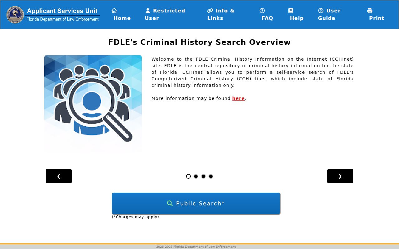 Volusia County criminal history FDLE CCHInet name search