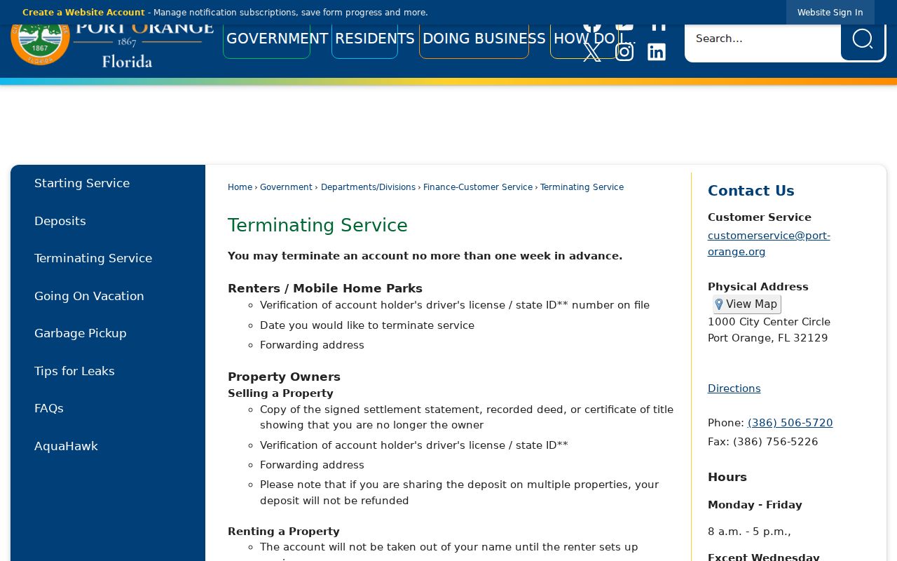 Port Orange Code Enforcement page explaining the city administrative process